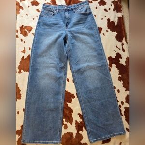 Lovervet LV Tummy Control Jeans 31/13 Super High Rise Wide Leg Raw Hem NWT Y2K